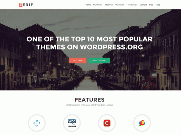 Zerif Lite WordPress מסך נושא