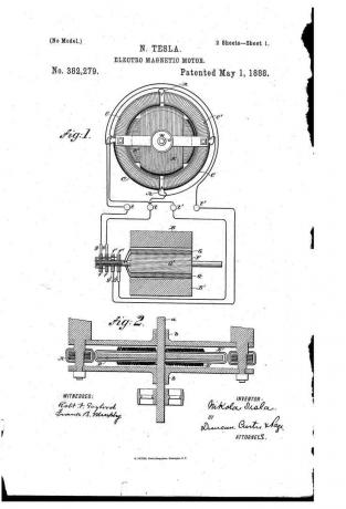 הפטנט של ניקולה טסלה על מנוע אלקטרומגנטי, 1888