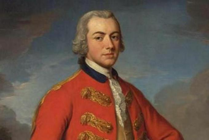 הגנרל סר הנרי קלינטון במדי לבוש אדום.