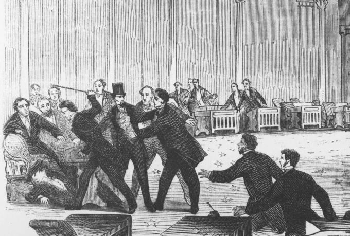 חבר הקונגרס פרסטון ברוקס תוקף את הסנטור צ'רלס סומנר