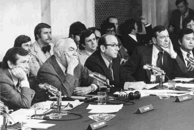 תצלום של שימוע ועדת הסנאט ווטרגייט ב -1973.