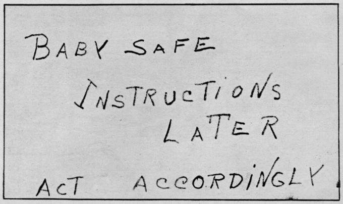 "הוראות בטוחות לתינוק מאוחר יותר מתנהלים בהתאם", 1932, (1938)